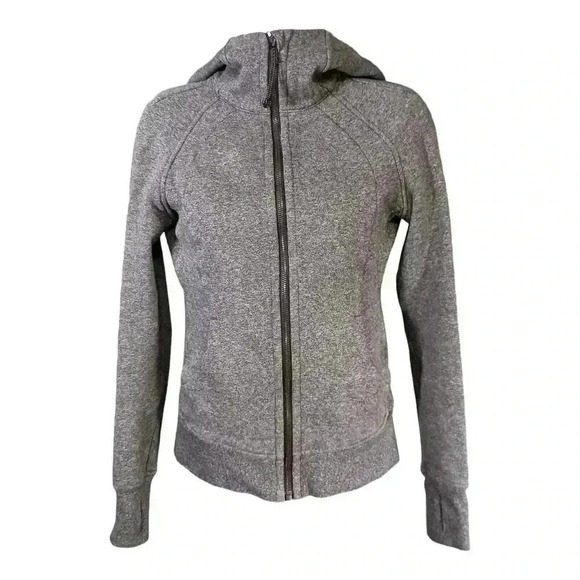 Lululemon Tops - Lululemon Scuba Hoodie Light Cotton Fleece Heathered Speckled Black Women's 2